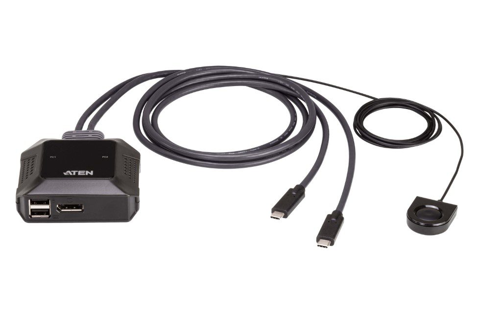 Aten 2-Port 4K DisplayPort USB-C Cable KVM Switch with Remote Port Selector - Image 3