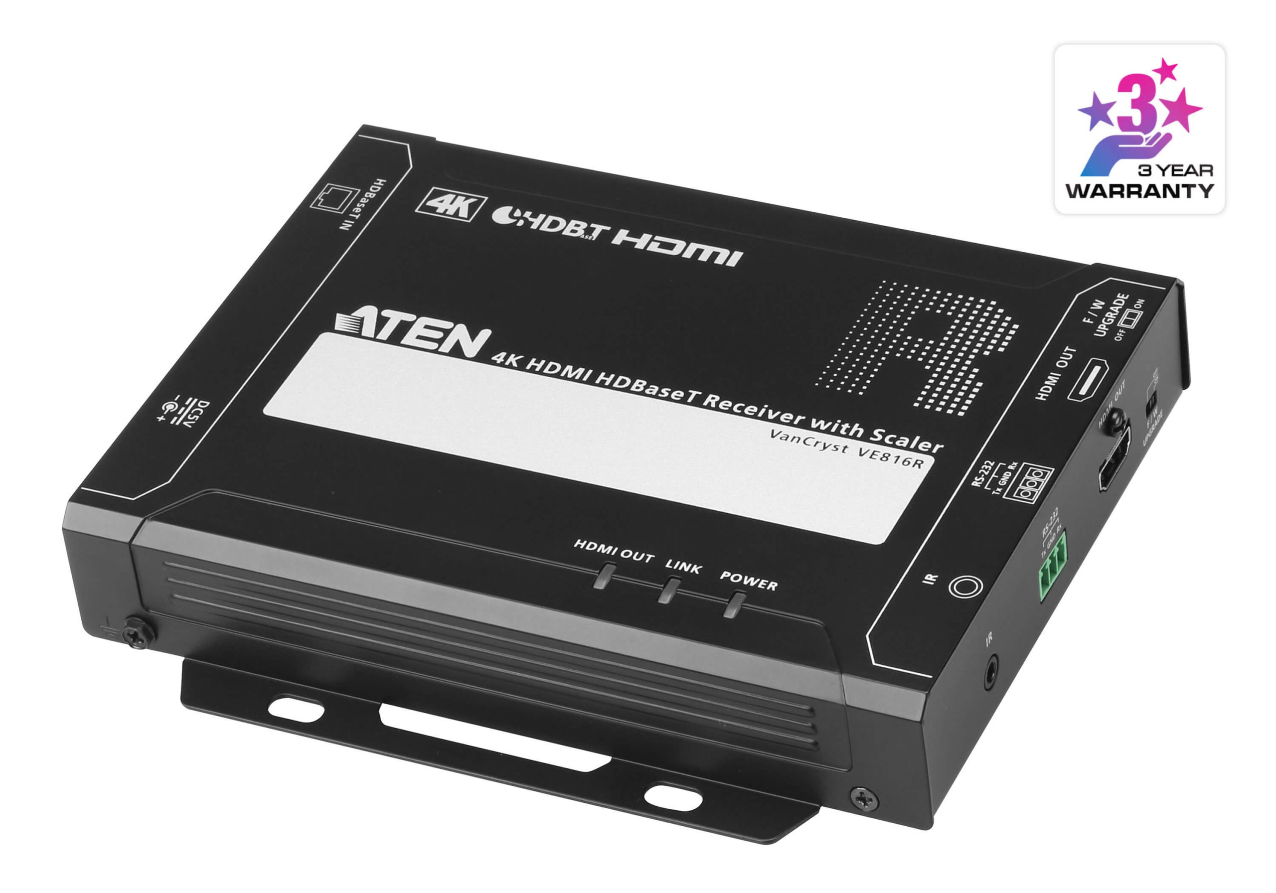 Aten HDMI HDBaseT Receiver with Scaler, supports up to 4K @ 100m, 1080p @ 150m over long reach mode, bi-directional IR and RS232 - Image 3