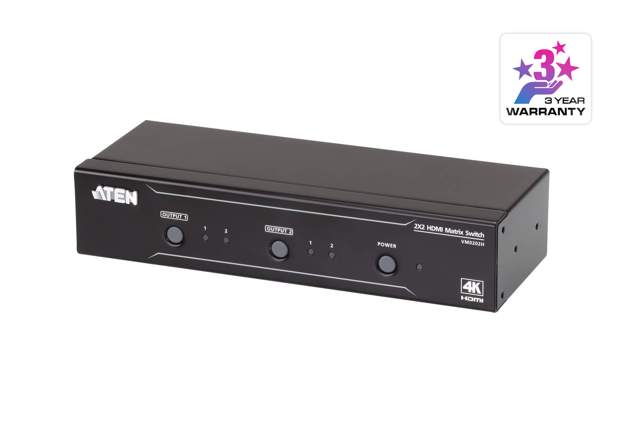 Aten 2x2 4K HDMI Matrix, control via front-panel pushbuttons, IR remote and RS232 control, EDID management - Image 3