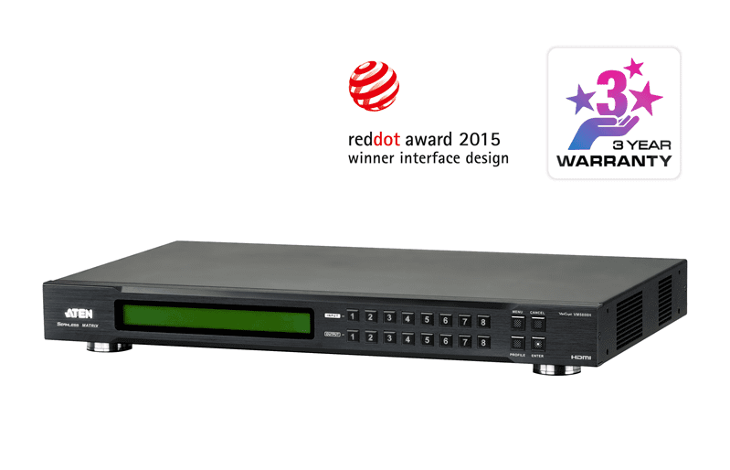 Aten Professional Matrix 8x8 HDMI Matrix with Scaler, Seamless Switch, Video Wall, control via front-panel pushbuttons, IR remote and RS232 control - Image 3