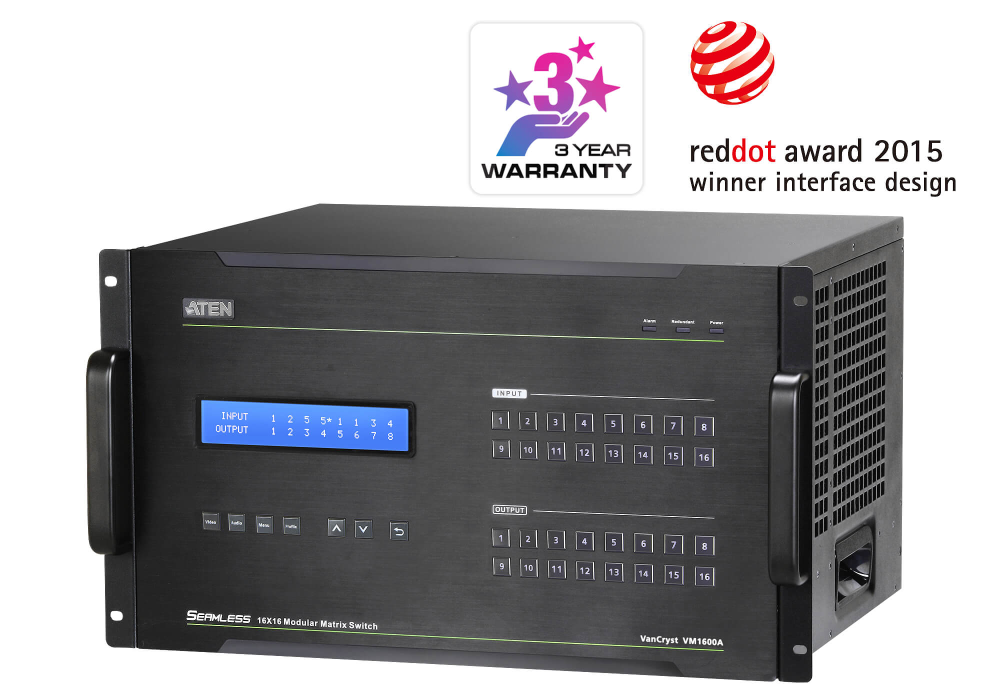 Aten 16x16 Modular Digital Matrix with Scaler, Seamless Switch, Hot-swappable Aten I/O boards, control via front-panel pushbuttons (PROJECT) - Image 3