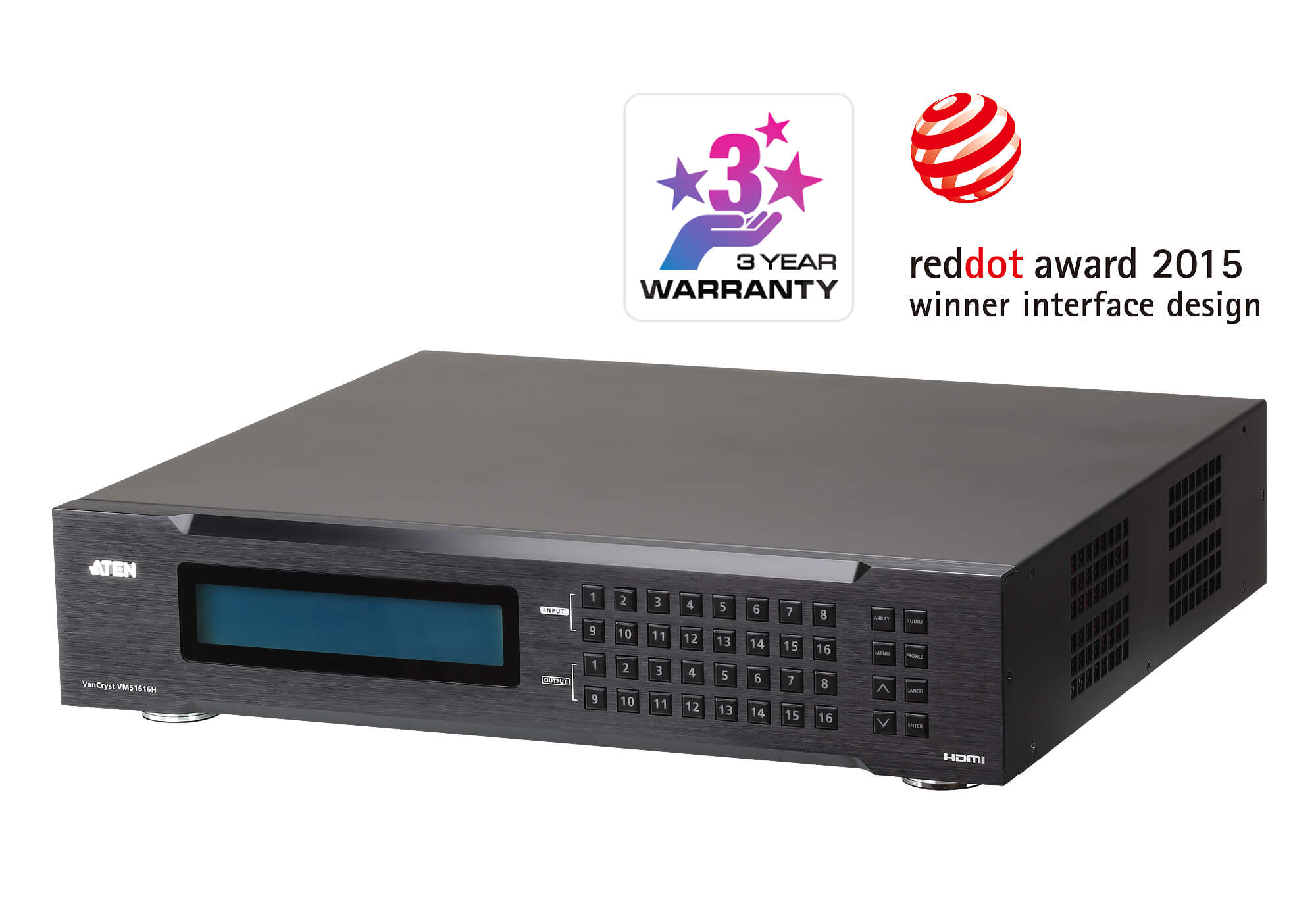 Aten Professional Matrix 16x16 HDMI Matrix with Scaler, Seamless Switch, control via front-panel pushbuttons - Image 3