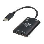 Aten Vs92dp Video Splitter 2-port True 4k Resolution For Dual Output, Up To 3840×2160@30 Hz, Displayport 1:2; Hdcp 1.3 Compliant (VS92DP-AT)