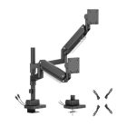 Brateck Matte Black Super Heavy-duty Pole-mounted Gas Spring Dual Monitor Arm With Usb-a And Usb-c Ports For Most 24′-57′ Monitors (ls) (LDT80-C024UCP)
