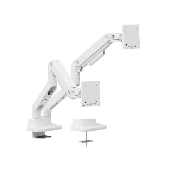 Brateck LDT81-C024-W Noteworthy Heavy-Duty Gas Spring Dual Monitor Arm Fit Most 17'-35' Monitor Fine Texture White (LS)