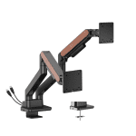 Brateck Ldt81n-c024uc Fusion Heavy-duty Gas Spring Dual Monitor Arm With Usb-a/usb-c Ports For Most 17’~35′ Monitors, Fine Texture Black(new) (LDT81N-C024UC-BLK)
