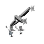 Brateck LDT82-C024UC Dual Screen Heavy-Duty Gas Spring Monitory Arm with USB Ports For most 17'~35' Monitors, Matte Silver (LS)