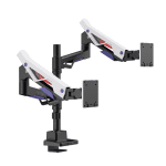 Brateck Ldt95-c024ucp Atlas Neo Gaming Pole-mounted Dual Monitor Arm With Usb-a & Usb-c Ports For Most 24’~57′ Monitors, Matte Black & White (new) (LDT95-C024UCP-BLKWH)