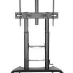 Brateck Large Screen Telescopic Height-Adjustable Steel TV Cart with Crank Handle Fit 60'-100' Up to 100kg- Matte Black (LS)