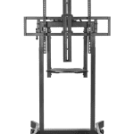 Brateck Deluxe Motorized Large TV Cart with Manual Tilt, Equipment Shelf and Camera Mount Fit 55'-100' Up to 120kg- Matte Black （LS）