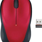 Logitech M235 Wireless Mouse Red Contoured design Glossy Comfort Grip Advanced Optical Tracking 1-year battery life