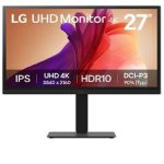 LG 27′ Ips Uhd 4k Monitor With 90% Dci-p3 And Hdr10 Support, 3840×2160, 300 Nits, 5ms, Height/pivot/tilt/swivel Adjustable, 3-side Borderless (27BA45U-B)