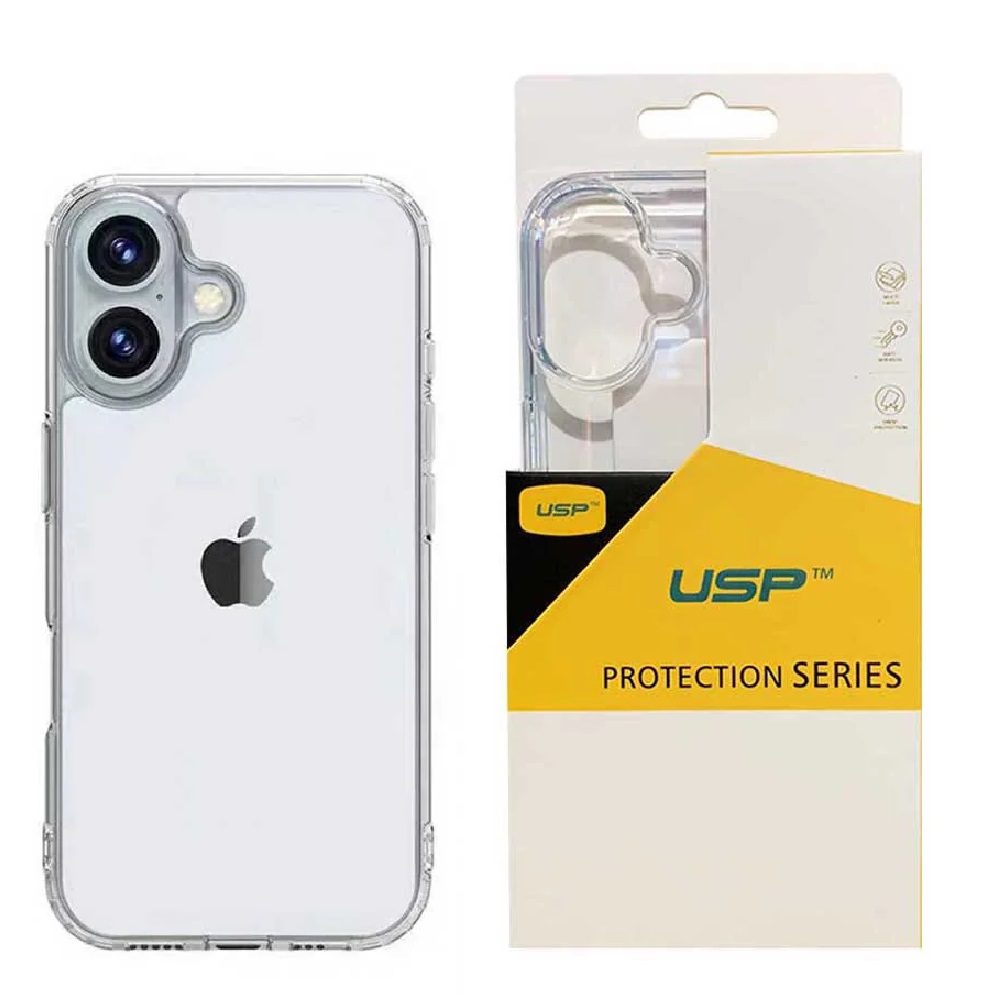 USP Apple iPhone 16 Plus (6.7') Clear Rock Shockproof Case - Ultra-thin, Lightweight, Non-slip, Crystal Clear,Strong & Durable,10 Years Warranty