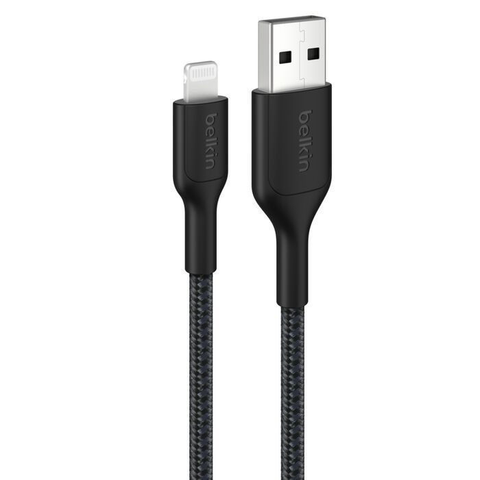 BOOSTCHARGEPRO BRAID USB-A + LTG 1M BLK