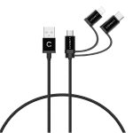 Cygnett Essentials 3-in-1 (usb-a To Lightning + Usb-c + Micro-usb) Cable (1m) – Black (), 2.4a/12w, 480mbps, 3x Connectors,2 Years Warranty (CY3571COCAB)