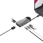 LS Cygnett Unite 7-in-1 USB-C Multiport Hub Adapter Dock (CY4550HUBC7)3xUSB-A (3.0, 5Gbps) 1xUSB-C(100W)1x4K HDMI (30Hz) 1xSD 1xMicro SD,2 Years Warr