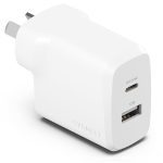 Cygnett Powerplus 32w Dual Port (20w Usb-c + 12w Usb-a) Pd Fast Wall Charger-white(),palm-size,portable,charge 2x Devices,2 Years Warranty (CY4772PDWCH)