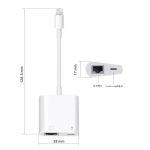 USP 2-in-1 Lightning to RJ45 Ethernet Adapter - White, Dual-Function Utility, Universal iOS Compatibility, 2 Years Warranty