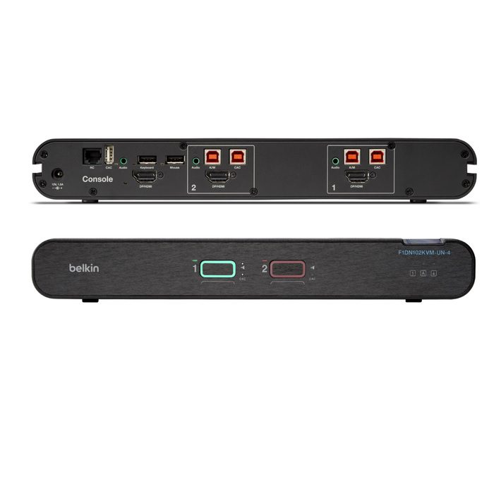 Belkin Universal 2nd Gen Secure KVM Switch w/ CAC - Black (F1DN102KVM-UN-4),12VDC 2.5A, 2 Years Warranty - Image 2