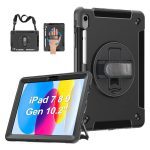 USP Rugged Apple iPad (10.2') (9th/8th/7th Gen) Case Black - Built-in-Kickstand, Hand & Shoulder Strap, DropProof, 3 Years Warranty