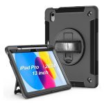 USP Rugged Apple iPad Pro (13') (M5/M4) (8th/7th Gen) Case Black - Built-in-Kickstand, Hand & Shoulder Strap, DropProof, 3 Years Warranty