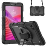 USP Rugged Lenovo Tab One (8.7*) Case Black – Heavy Duty, Built-in-kickstand, Hand Strap & Shoulder Strap, Raised Edges, 3 Years Warranty (HDTLONE)