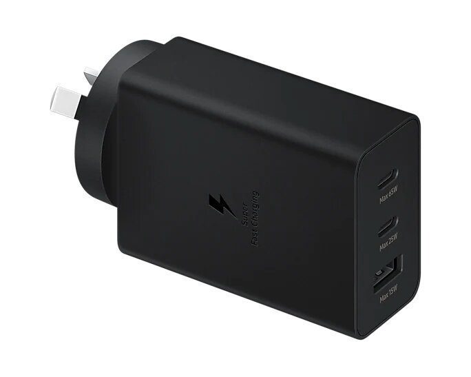 Samsung 65W PD Power Adapter Trio - Black(EP-T6530NBEGAU),3-in-1 Wall Charger(2 x USB-C, USB-A), Versatile Compatiblity, 1 Year Warranty - Image 4