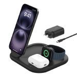 Belkin BoostCharge 3-in-1 Magnetic Foldable Qi2 Wireless Charger 15W + 36W Wall Charger + USB-C Cable (1.5M) - Black (WIZ029auBK), 2 Years Warranty