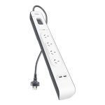 4 Outlet with 2M Cord with 2 USB Ports