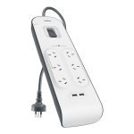 6 Outlet with 2M Cord with 2 USB Ports