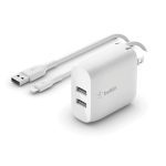 DUAL USB-A WALL CHRGR 24W + LIGHTNG CBL