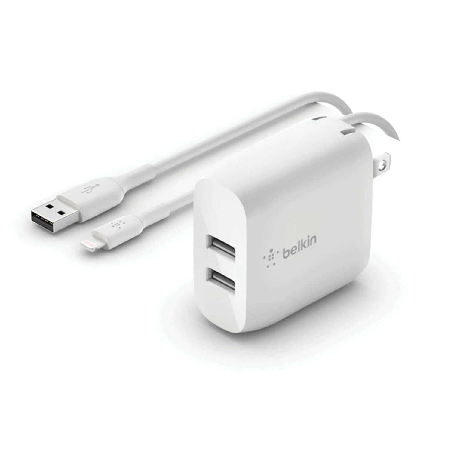 DUAL USB-A WALL CHRGR 24W + LIGHTNG CBL