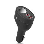 (LS) mbeat® Gorilla Power Dual Port QC3.0 Car Charger and Cigarette Lighter Extender features built-in over heat Package