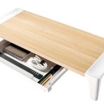 mbeat® activiva Eroglife Monitor Stand Riser with Storage Drawer - Ergonomic Design, Reduces Eye Strain and Improves Work Posture, White Oak