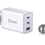 Oxhorn Charger Accessories AC 100W GaN Type C fast Charger 3 Ports 2xUSB-C 1xUSB-A PD3.0 QC4.0+ PPS for Laptop/Mobile/Tablet/Other Device White