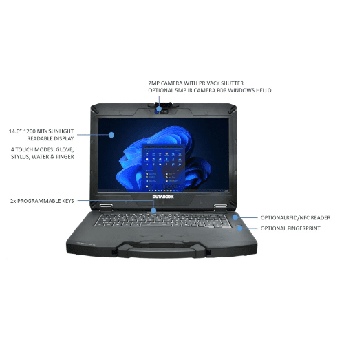 DURABOOK S14I, 14' FHD, Intel® Core™ Ultra 5 125U, Windows 11, 32GB RAM, 512GB PCIe SSD,Wi-Fi 7, Bluetooth v5.4, 3 year Warranty