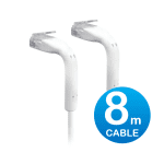 Ubiquiti Unifi Patch Cable 8m White, Both End Bendable To 90 Degree, Rj45 Ethernet Cable, Cat6, Ultra-thin 3mm Diameter (U-CABLE-PATCH-8M-RJ45)