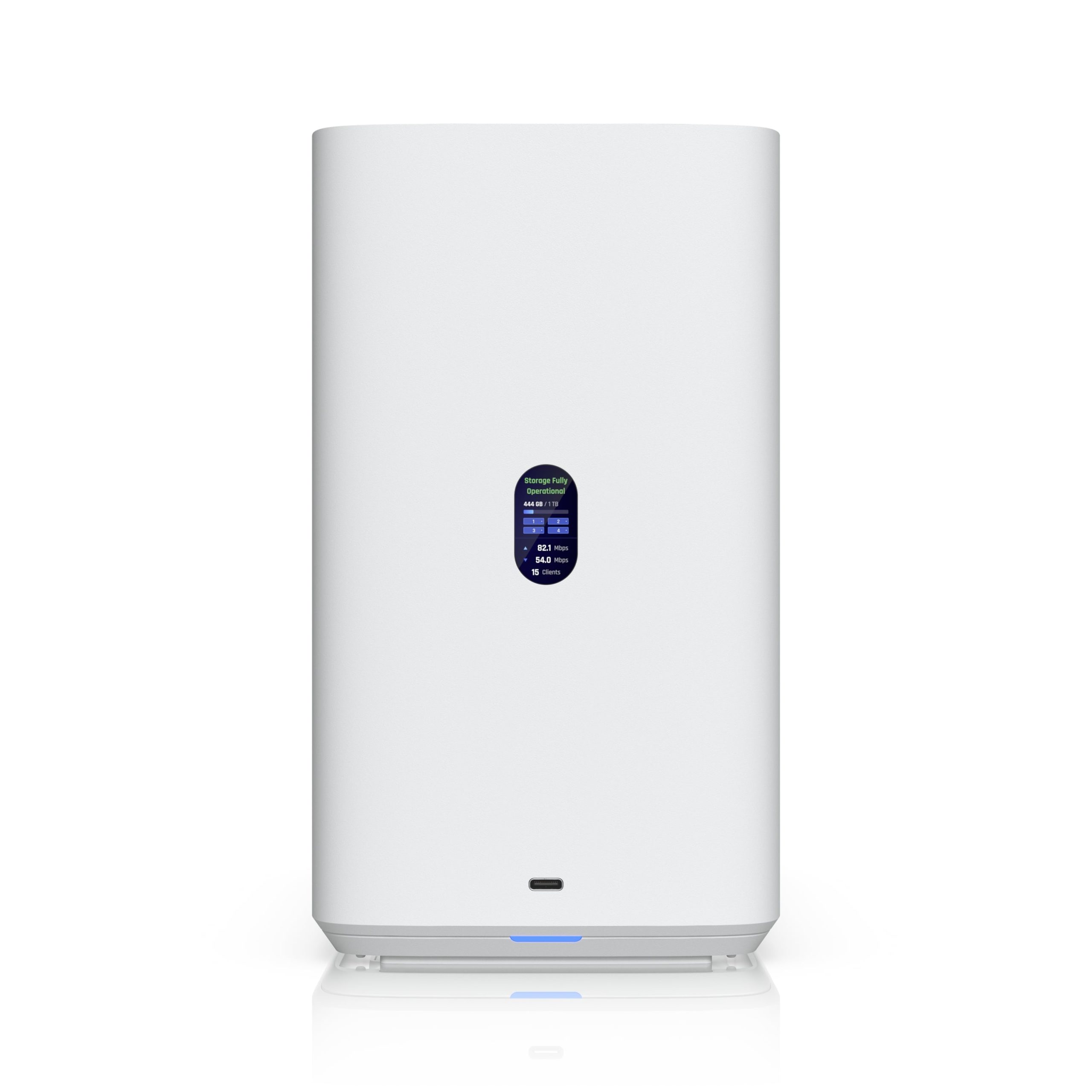 Ubiquiti UNAS 4, White, UniFi Network Storage (4)2.5/3.5' HDD Bays,(2)M.2 NVMe SSD Cach Slot,2.5 GbE, USB-C Connect, PoE+++ Adapter, Compact Footprint