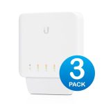 Ubiquiti USW Flex 3 Pack- Managed, Layer 2 Gigabit switch with auto-sensing 802.3af PoE support. 1x PoE In, 4x PoE Out,