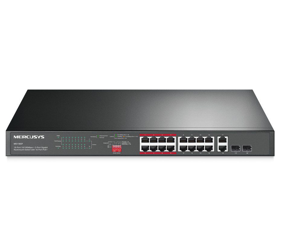 Mercusys MS120GP 20-Port Gigabit Rackmount Switch with 16-Port PoE+ - Image 2