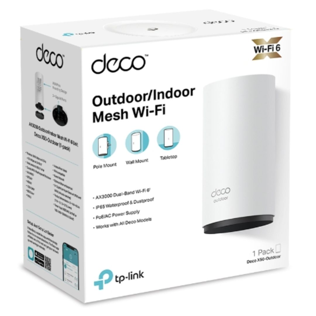TP-LinkAX3000 Outdoor/Indoor Mesh Wi-Fi 6 Unit
SPEED: 574 Mbps at 2.4 GHz + 2402 Mbps at 5 GHz
SPEC: Internal Antennas, 2× Gigabit Ports (WAN/LAN auto-sensing), - Image 18