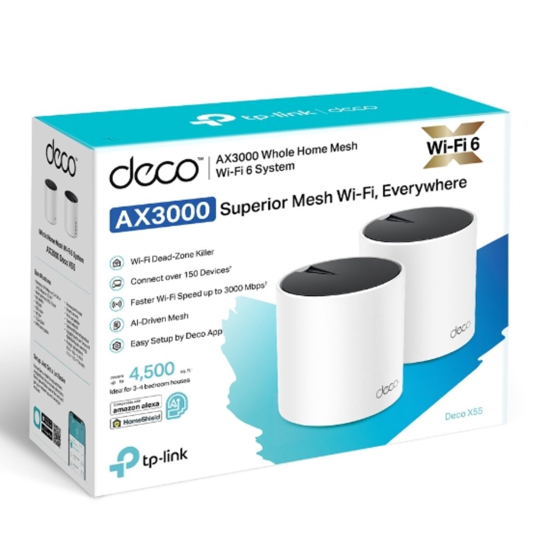 TP-Link Deco X55(2-pack) AX3000 Whole Home Mesh WiFi 6 Router, Dual-Band with Smart Antennas, MU-MIMO, HomeShield Security - Image 9