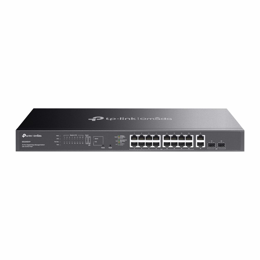 TP-Link ES220GMP Omada 20-Port Gigabit Easy Managed Switch with 16-Port PoE+, Fast PoE, Perpetual PoE, Flow Control, Loopback Detection, Port Isolati - Image 2