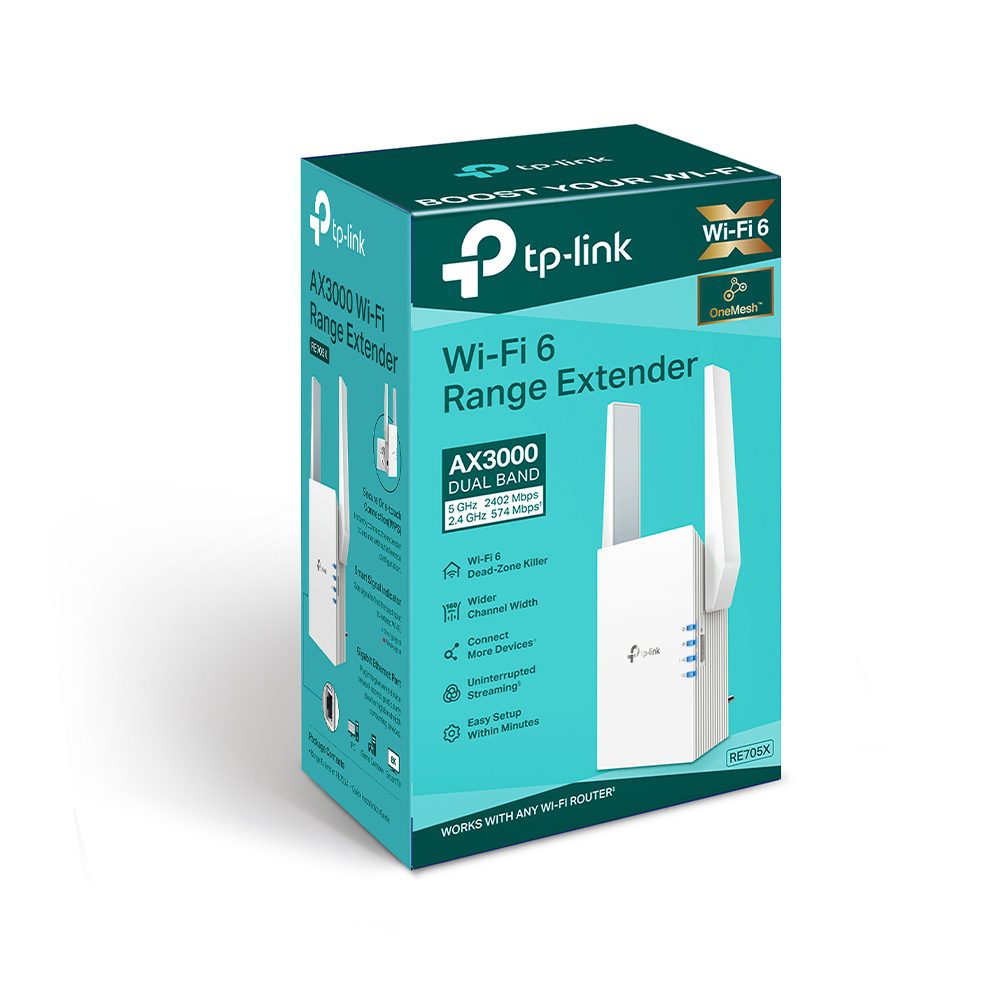 TP-Link RE705X AX3000 Mesh WiFi 6 Extender 574Mbps@2.4GHz 2402Mbps@5GHz, 1x Gigabit Ethernet Port, 2x External Antennas - Image 5