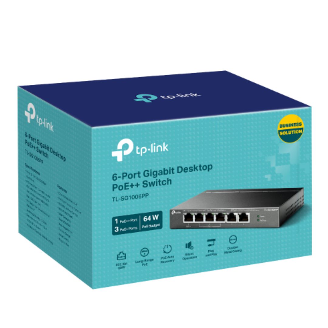 TP-Link TL-SG1006PP 6-Port Gigabit Desktop Switch with 3-Port PoE+ and 1-Port PoE++ , 6× 10/100/1000 Mbps RJ45 ports - Image 9