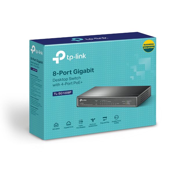 TP-Link TL-SG1008P 8-Port Gigabit Desktop Unmanaged Switch with 4-Port PoE 53W IEEE 802.3af, Up to 64W for all PoE ports,Up to 15.4W for each PoE por - Image 7