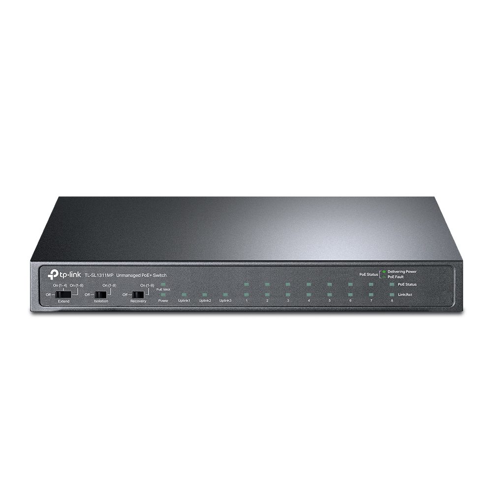 TP-Link TL-SL1311MP 8-Port 10/100Mbps + 3-Port Gigabit Desktop Switch with 8-Port PoE+, Extend Mode for 250m PoE Transmitting, Isolation Mode, PoE Aut - Image 4
