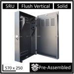 LDR Assembled 5U Flush Wall Mount Vertical Cabinet (570mm x 250mm) - 4U Rack For Gear & 2U Mount For Patch Panels - Black Metal Construction