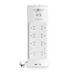 PowerShield Zapguard 8 Way Power Surge Filter Board, Usb A / C Connectors, Wide Spaced Sockets, Wall Mountable, $60,000 Connected Equipment (PSZ8U2)