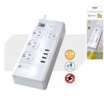 Sansai 4 Outlets & 4 USB Outlets Surge Protected Powerboard Master On/Off switch 1M lead & Right angle plug 230-240VAC IV Retail box